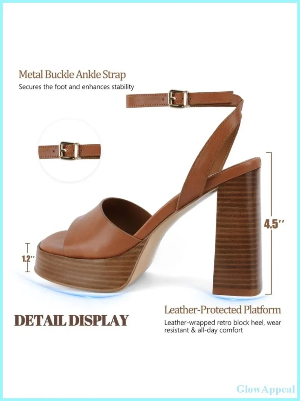 Platform Heels Open Toe Chunky Block Heel Ankle Strap Sandals